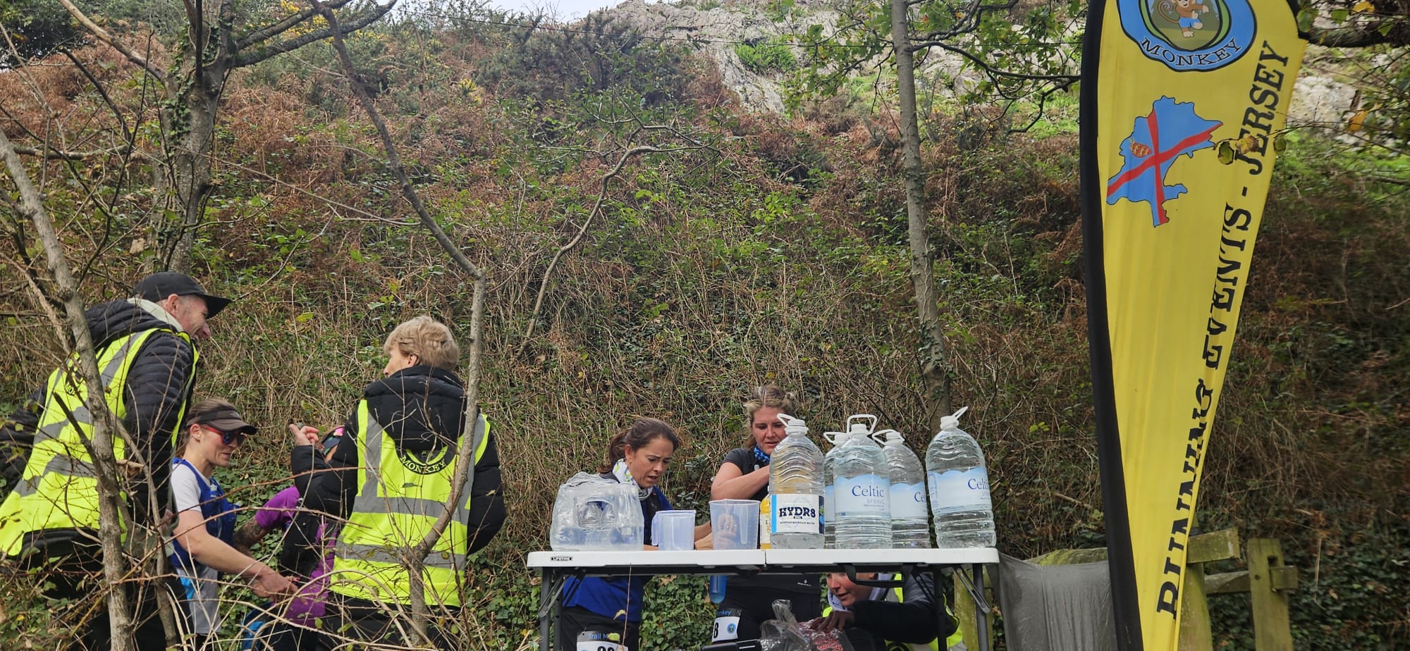 Trail runners climbing from Bouley Bay